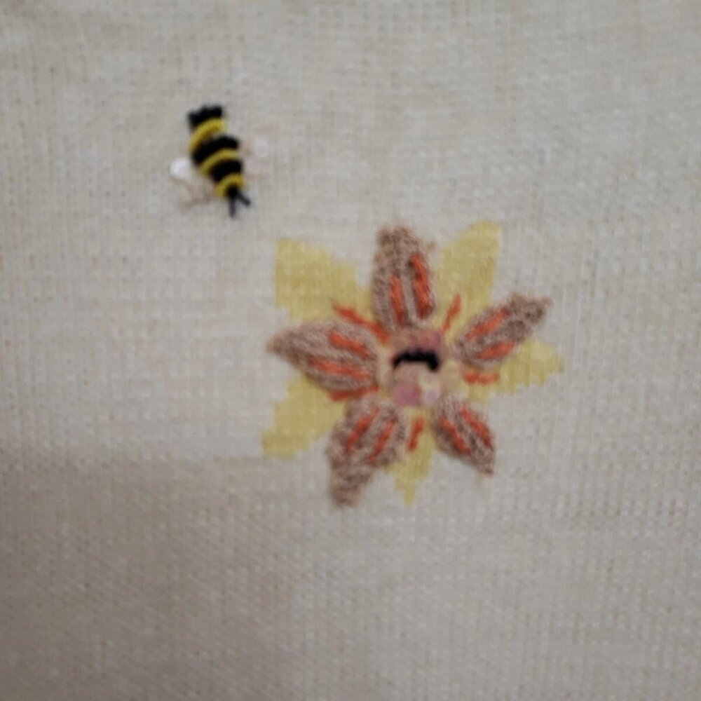 Storybook Knits Buzzin For Sun Button Spring Summer Theme Cardigan Women's Sz 1X - Picture 4 of 8